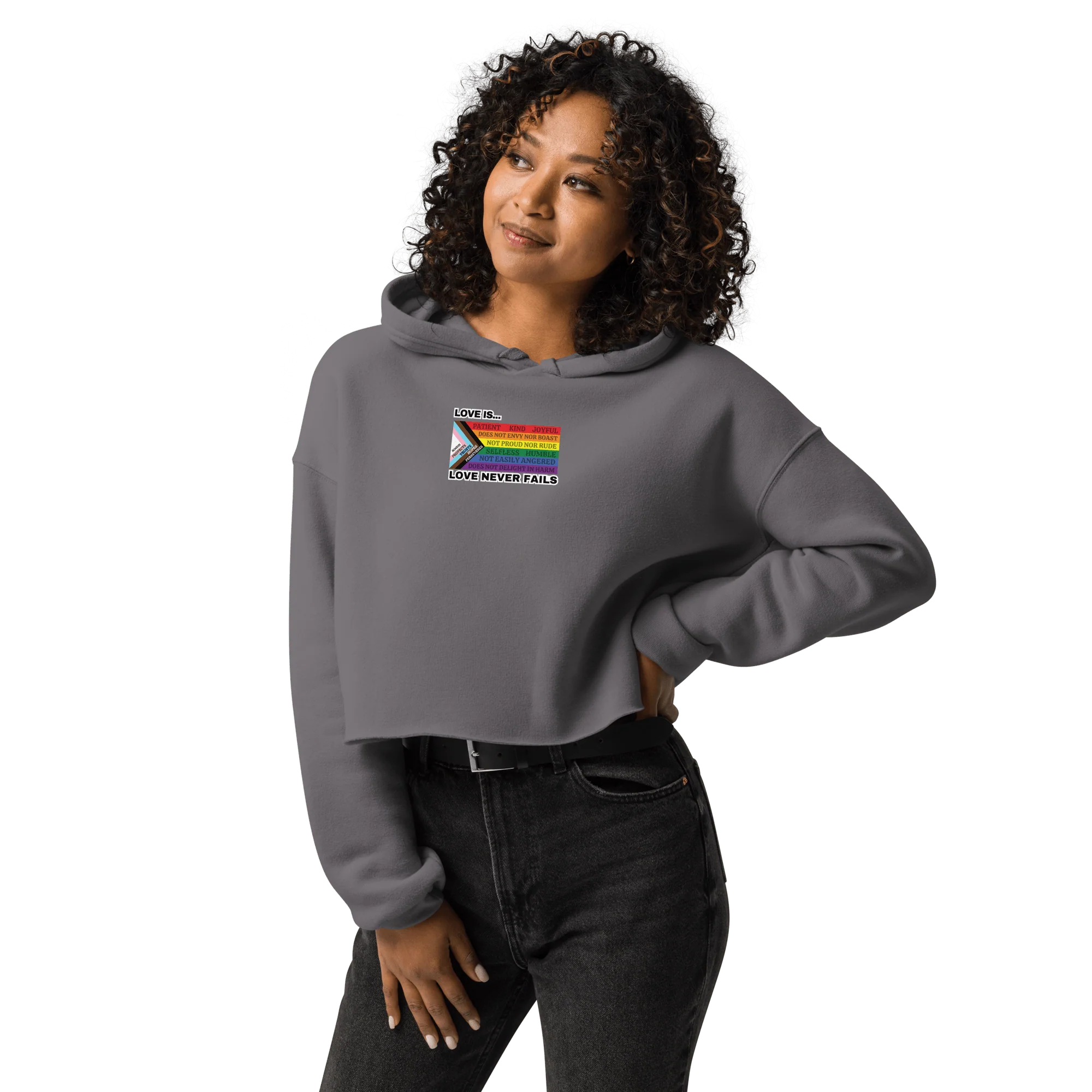 Love Never Fails Crop Hoodie - Image 14
