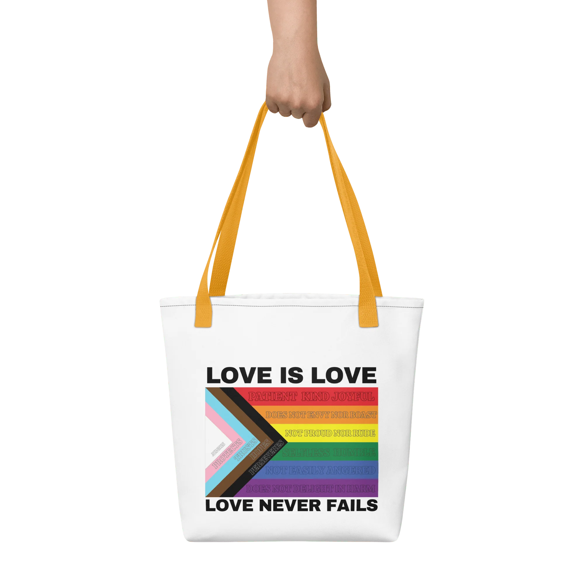 Love Never Fails Tote bag - Image 4